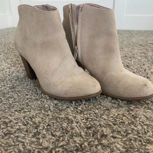 Cream suede booties